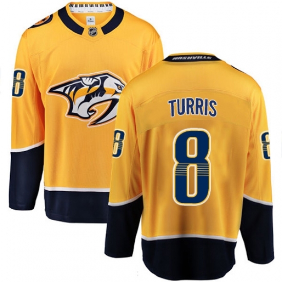 Men's Nashville Predators #8 Kyle Turris Fanatics Branded Gold Home Breakaway NHL Jersey Men's Nashville Predators #8 Kyle Turris Fanatics Branded Gold Home Breakaway NHL Jersey