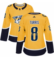 Women's Adidas Nashville Predators #8 Kyle Turris Authentic Gold Home NHL Jersey Women's Adidas Nashville Predators #8 Kyle Turris Authentic Gold Home NHL Jersey