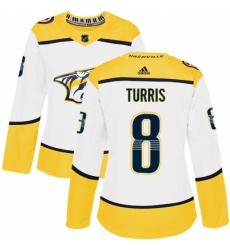 Women's Adidas Nashville Predators #8 Kyle Turris Authentic White Away NHL Jersey Women's Adidas Nashville Predators #8 Kyle Turris Authentic White Away NHL Jersey
