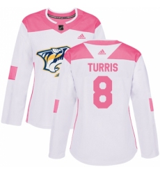Women's Adidas Nashville Predators #8 Kyle Turris Authentic White ink Fashion NHL Jersey