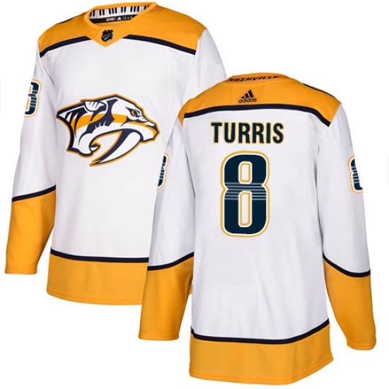 Youth Adidas Nashville Predators #8 Kyle Turris Authentic White Away NHL Jersey Youth Adidas Nashville Predators #8 Kyle Turris Authentic White Away NHL Jersey