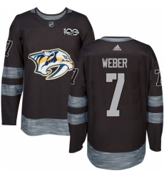 Men's Adidas Nashville Predators #7 Yannick Weber Authentic Black 1917-2017 100th Anniversary NHL Jersey