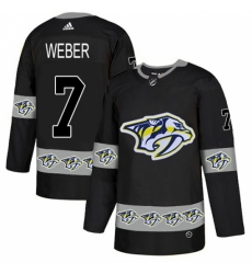 Men's Adidas Nashville Predators #7 Yannick Weber Authentic Black Team Logo Fashion NHL Jersey