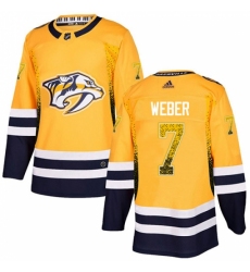 Men's Adidas Nashville Predators #7 Yannick Weber Authentic Gold Drift Fashion NHL Jersey