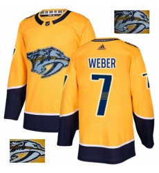 Men's Adidas Nashville Predators #7 Yannick Weber Authentic Gold Fashion Gold NHL Jersey