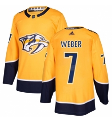 Men's Adidas Nashville Predators #7 Yannick Weber Authentic Gold Home NHL Jersey