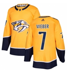 Men's Adidas Nashville Predators #7 Yannick Weber Premier Gold Home NHL Jersey