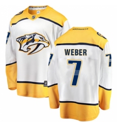 Men's Nashville Predators #7 Yannick Weber Fanatics Branded White Away Breakaway NHL Jersey