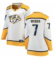Women's Nashville Predators #7 Yannick Weber Fanatics Branded White Away Breakaway NHL Jersey