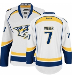 Women's Reebok Nashville Predators #7 Yannick Weber Authentic White Away NHL Jersey