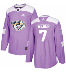 Youth Adidas Nashville Predators #7 Yannick Weber Authentic Purple Fights Cancer Practice NHL Jersey