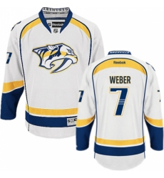 Youth Reebok Nashville Predators #7 Yannick Weber Authentic White Away NHL Jersey