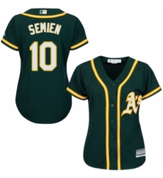 Women's Majestic Oakland Athletics #10 Marcus Semien Replica Green Alternate 1 Cool Base MLB Jersey
