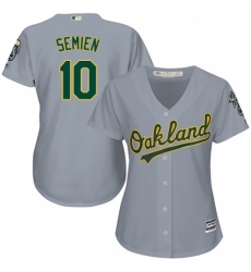 Women's Majestic Oakland Athletics #10 Marcus Semien Replica Grey Road Cool Base MLB Jersey