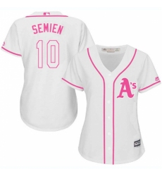Women's Majestic Oakland Athletics #10 Marcus Semien Replica White Fashion Cool Base MLB Jersey