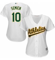 Women's Majestic Oakland Athletics #10 Marcus Semien Replica White Home Cool Base MLB Jersey