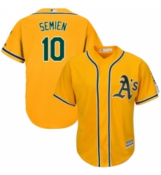 Youth Majestic Oakland Athletics #10 Marcus Semien Replica Gold Alternate 2 Cool Base MLB Jersey