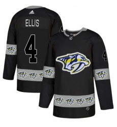 Men's Adidas Nashville Predators #4 Ryan Ellis Authentic Black Team Logo Fashion NHL Jersey