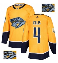 Men's Adidas Nashville Predators #4 Ryan Ellis Authentic Gold Fashion Gold NHL Jersey