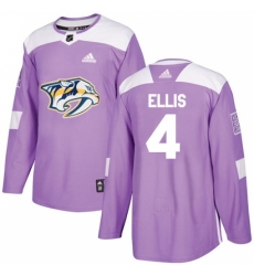 Men's Adidas Nashville Predators #4 Ryan Ellis Authentic Purple Fights Cancer Practice NHL Jersey