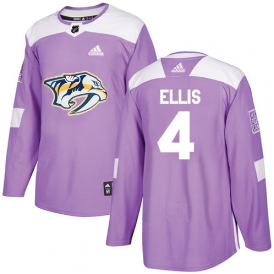 Men's Adidas Nashville Predators #4 Ryan Ellis Authentic Purple Fights Cancer Practice NHL Jersey Men's Adidas Nashville Predators #4 Ryan Ellis Authentic Purple Fights Cancer Practice NHL Jersey