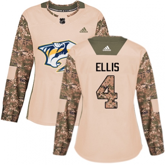 Women's Adidas Nashville Predators #4 Ryan Ellis Authentic Camo Veterans Day Practice NHL Jersey Women's Adidas Nashville Predators #4 Ryan Ellis Authentic Camo Veterans Day Practice NHL Jersey