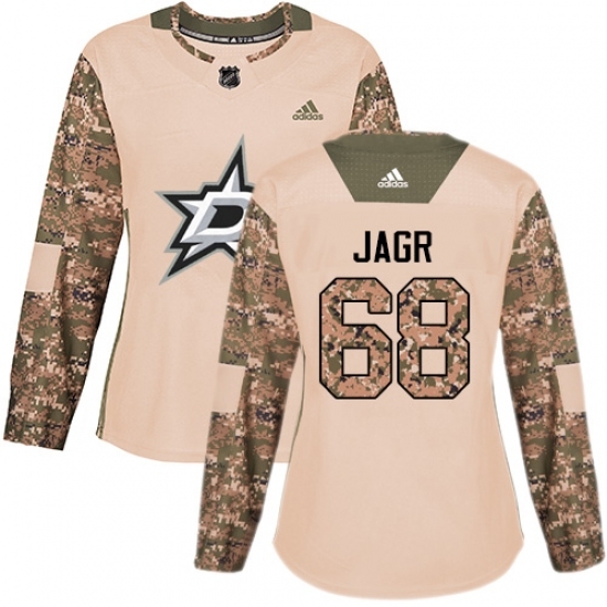 Women's Adidas Dallas Stars #68 Jaromir Jagr Authentic Camo Veterans Day Practice NHL Jersey Women's Adidas Dallas Stars #68 Jaromir Jagr Authentic Camo Veterans Day Practice NHL Jersey