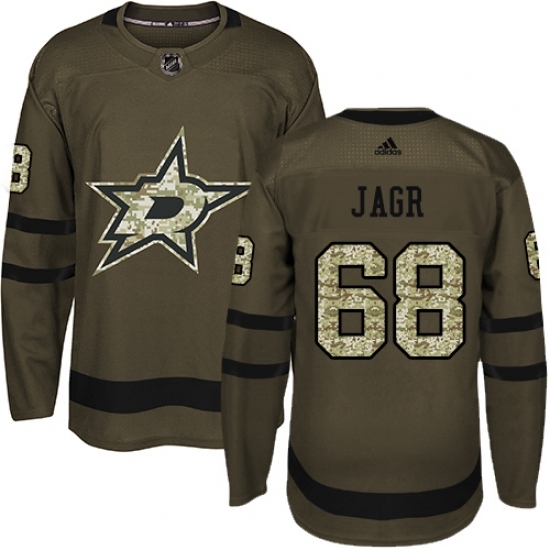 Youth Adidas Dallas Stars #68 Jaromir Jagr Authentic Green Salute to Service NHL Jersey Youth Adidas Dallas Stars #68 Jaromir Jagr Authentic Green Salute to Service NHL Jersey