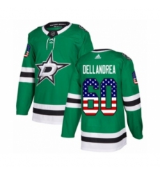 Men's Adidas Dallas Stars #60 Ty Dellandrea Authentic Green USA Flag Fashion NHL Jersey