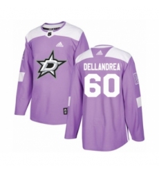 Men's Adidas Dallas Stars #60 Ty Dellandrea Authentic Purple Fights Cancer Practice NHL Jersey