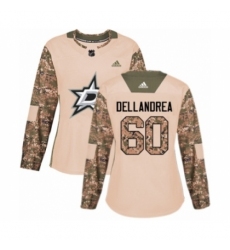 Women's Adidas Dallas Stars #60 Ty Dellandrea Authentic Camo Veterans Day Practice NHL Jersey