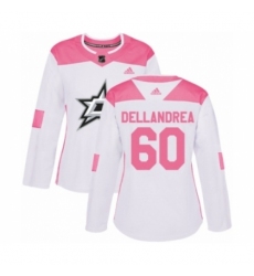 Women's Adidas Dallas Stars #60 Ty Dellandrea Authentic White Pink Fashion NHL Jersey