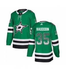 Men's Adidas Dallas Stars #35 Anton Khudobin Authentic Green Drift Fashion NHL Jersey