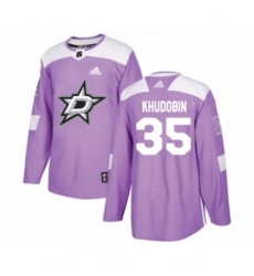 Men's Adidas Dallas Stars #35 Anton Khudobin Authentic Purple Fights Cancer Practice NHL Jersey