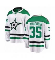 Men's Dallas Stars #35 Anton Khudobin Authentic White Away Fanatics Branded Breakaway NHL Jersey