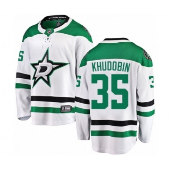 Men's Dallas Stars #35 Anton Khudobin Authentic White Away Fanatics Branded Breakaway NHL Jersey Men's Dallas Stars #35 Anton Khudobin Authentic White Away Fanatics Branded Breakaway NHL Jersey