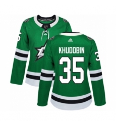 Women's Adidas Dallas Stars #35 Anton Khudobin Premier Green Home NHL Jersey