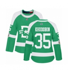 Women's Dallas Stars #35 Anton Khudobin Authentic Green 2020 Winter Classic Hockey Jersey