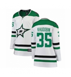 Women's Dallas Stars #35 Anton Khudobin Authentic White Away Fanatics Branded Breakaway NHL Jersey