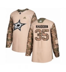 Youth Adidas Dallas Stars #35 Anton Khudobin Authentic Camo Veterans Day Practice NHL Jersey