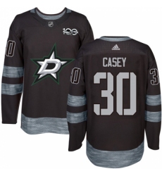 Men's Adidas Dallas Stars #30 Jon Casey Authentic Black 1917-2017 100th Anniversary NHL Jersey