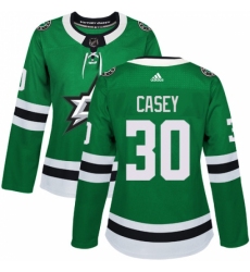 Women's Adidas Dallas Stars #30 Jon Casey Authentic Green Home NHL Jersey