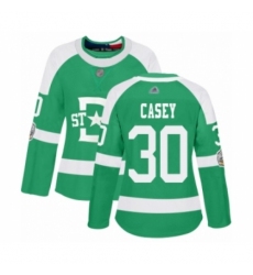 Women's Dallas Stars #30 Jon Casey Authentic Green 2020 Winter Classic Hockey Jersey
