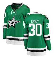 Women's Dallas Stars #30 Jon Casey Authentic Green Home Fanatics Branded Breakaway NHL Jersey