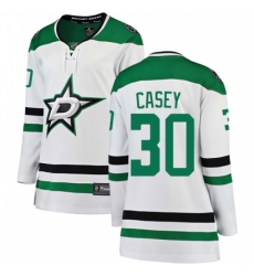 Women's Dallas Stars #30 Jon Casey Authentic White Away Fanatics Branded Breakaway NHL Jersey