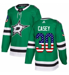 Youth Adidas Dallas Stars #30 Jon Casey Authentic Green USA Flag Fashion NHL Jersey