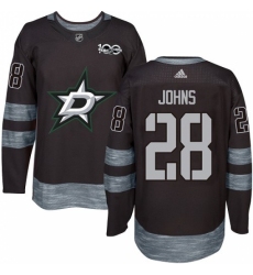 Men's Adidas Dallas Stars #28 Stephen Johns Premier Black 1917-2017 100th Anniversary NHL Jersey