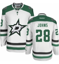 Men's Reebok Dallas Stars #28 Stephen Johns Authentic White Away NHL Jersey