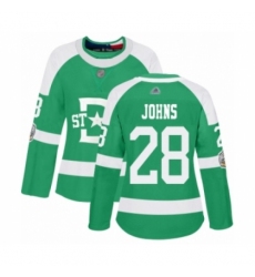 Women's Dallas Stars #28 Stephen Johns Authentic Green 2020 Winter Classic Hockey Jersey