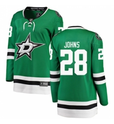 Women's Dallas Stars #28 Stephen Johns Authentic Green Home Fanatics Branded Breakaway NHL Jersey